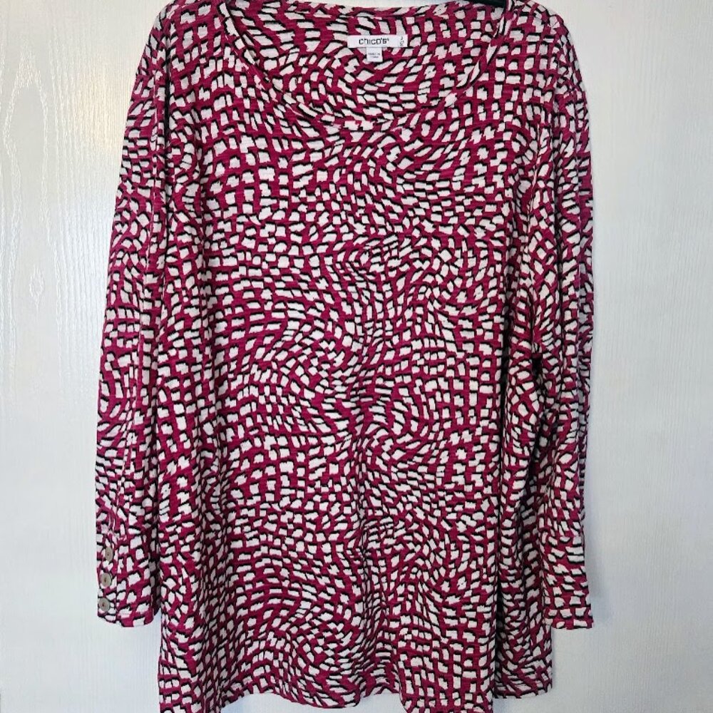 Chico's dark pink fuchsia 3/4 tunic top Size 3/XL